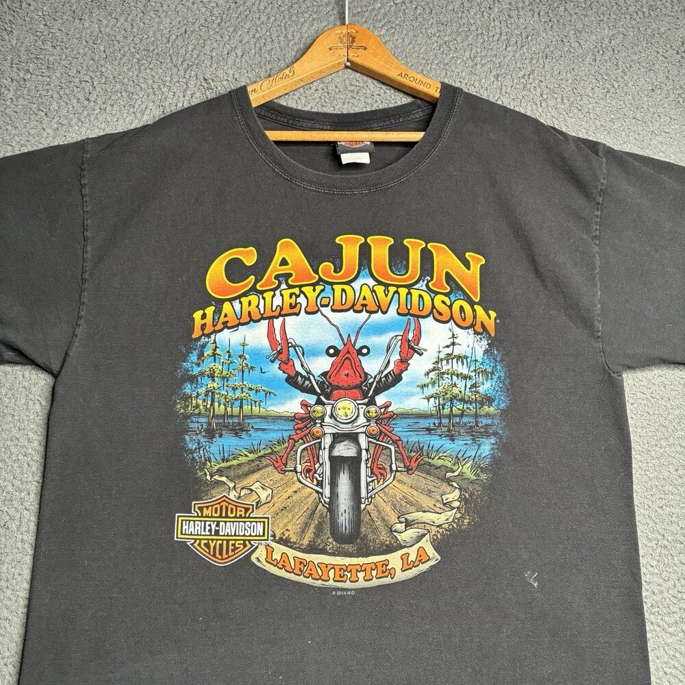Harley-Davidson T-Shirt Mens Large Black Cajun Lafayette LA Biker Tee